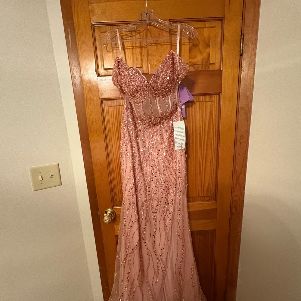 Sparkling Pink Strapless Dress - Picture 2 of 5